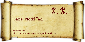 Kacs Noémi névjegykártya